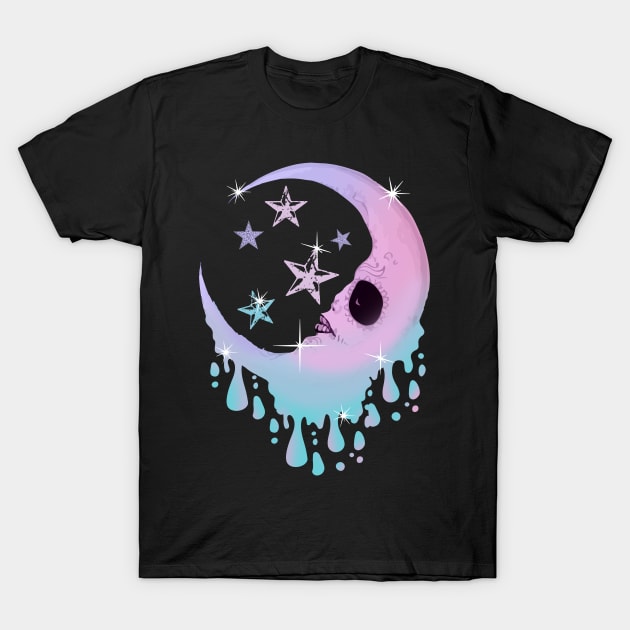 Pastel Moon Goth Aesthetic Art For Girls T-Shirt by Zone32